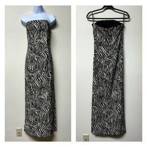 JESSICA MCCLINTOCK for GUNNE SAX Millennium 2000 Zebra Strapless Maxi Dress VTG
